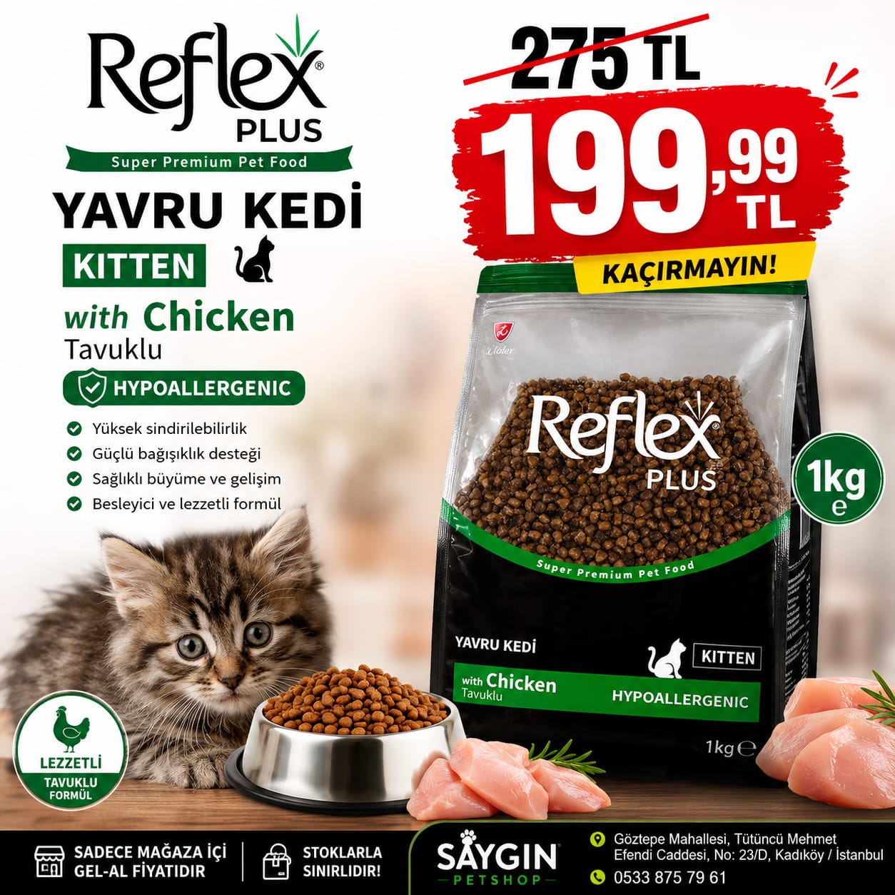 Reflex Plus yavru kedi maması kampanya görseli