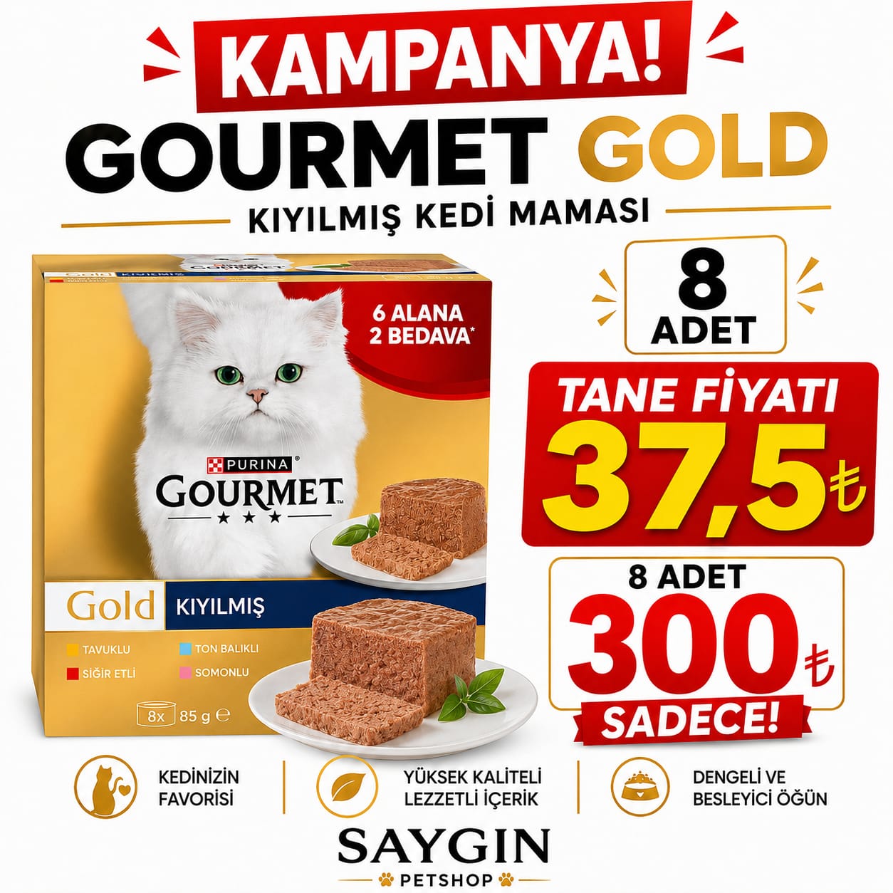 Gourmet Gold yaş kedi maması kampanya görseli