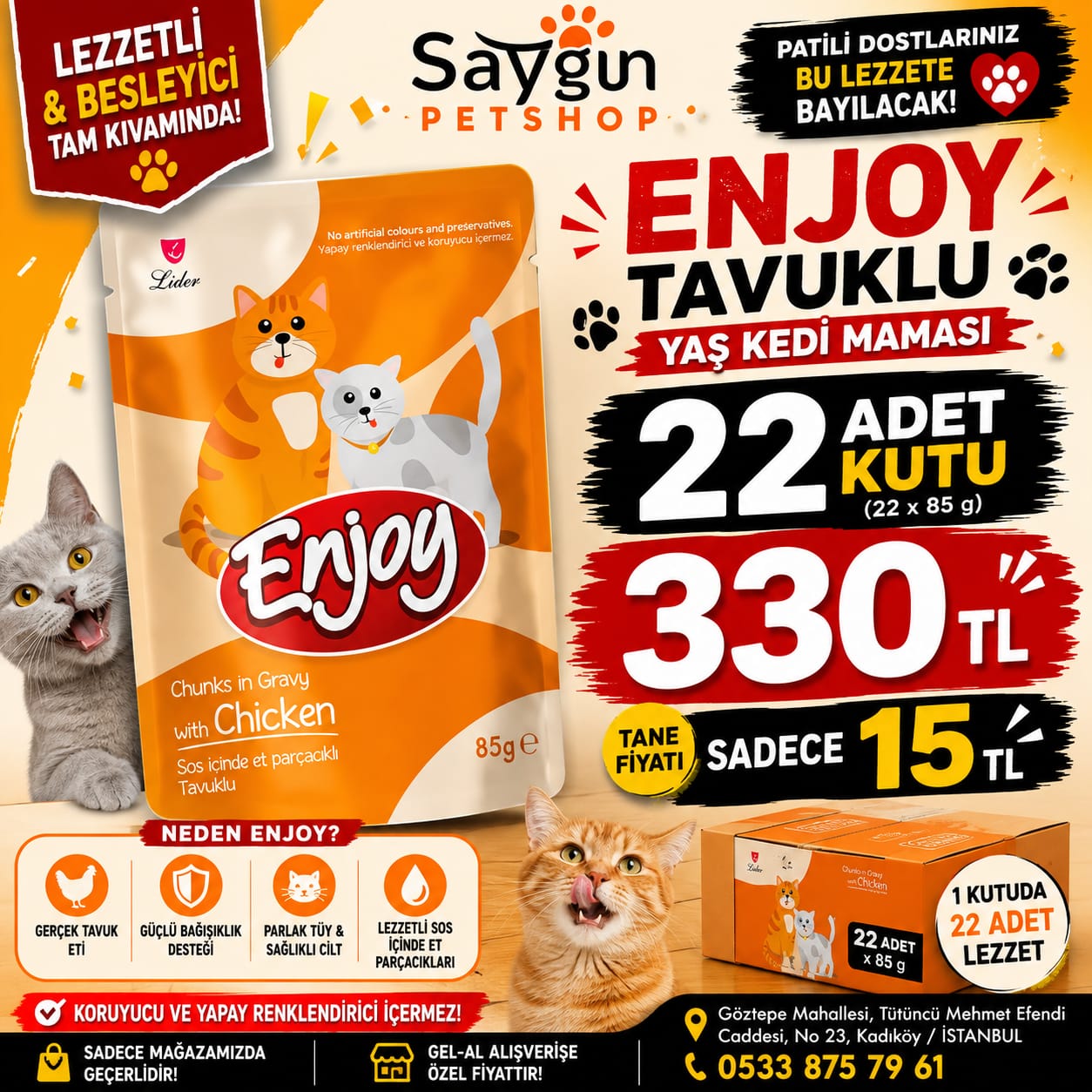 Enjoy tavuklu yaş kedi maması kampanya görseli
