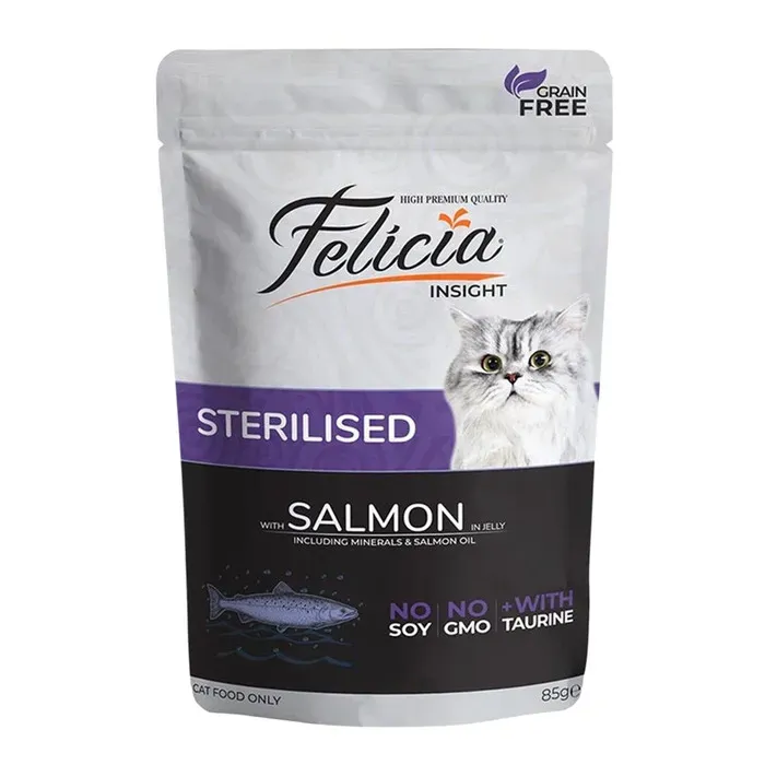 Felicia Tahılsız Somon Balıklı Kısırlaştırılmış Kedi Yaş Maması 85 gr