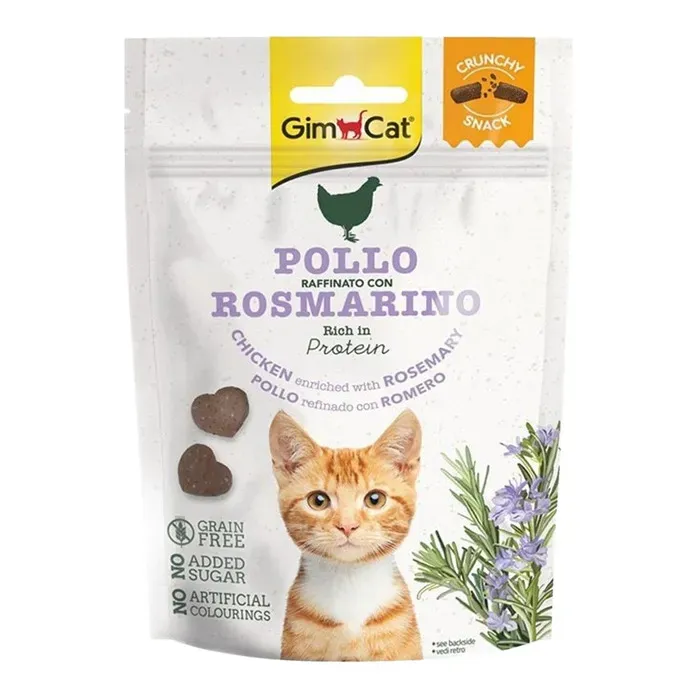 Gimcat Crunchy Snacks Chicken & Rosmery Tahılsız Kedi Ödülü 50 gr