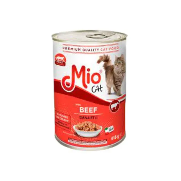 Mio Soslu Dana Eti Parçacıklı Konserve Yetişkin Kedi Maması 415 Gr