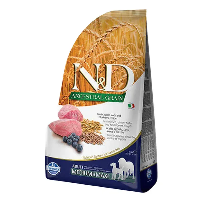 ND Düşük Tahıllı Kuzu Etli ve Yaban Mersinli Medium Maxi Yetişkin Köpek Maması 2,5 Kg