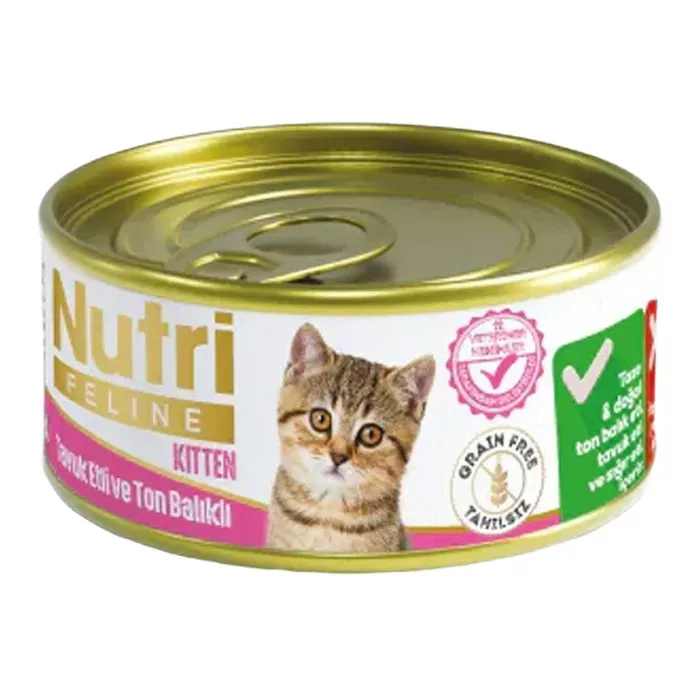 Nutri Feline Tahılsız Tavuk Etli Ve Ton Balıklı Kitten Kedi Konserve (85 G)