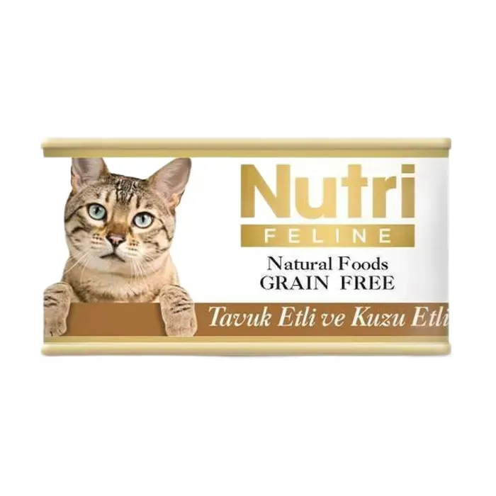 Nutri Feline Tahılsız Tavuk Etli & Kuzulu Adult Kedi Konserve (85 G)