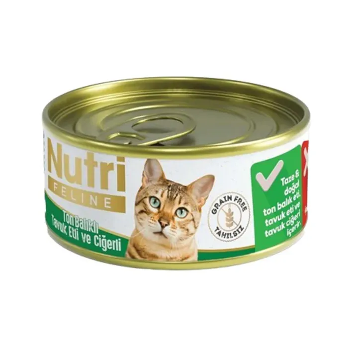 Nutri Feline Ton Balık &Tavuk & Ciğerli Adult Kedi Konserve (85 G)