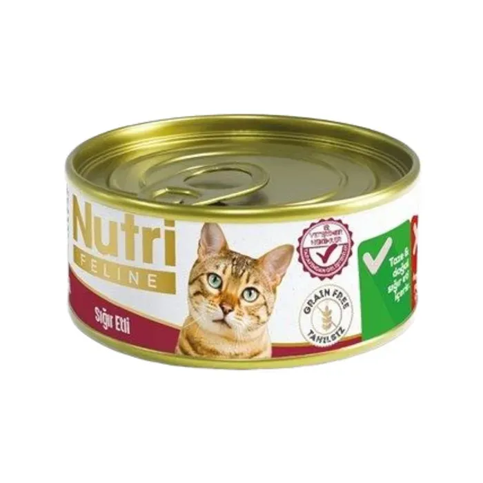 Nutri Feline Tahılsız Kıyılmış Sığır Etli Adult Kedi Konserve (85 G)