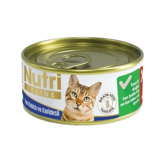 Nutri Feline Tahılsız Ton Balıklı Ve Karidesli  Adult Kedi Konserve (85 G)