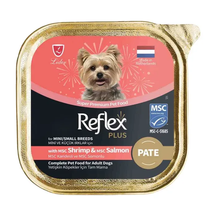 reflex plus Pate Msc Karidesli Ve Msc Somonlu Mini Ve Küçük Irk Yetişkin Köpek Konservesi 85 Gr