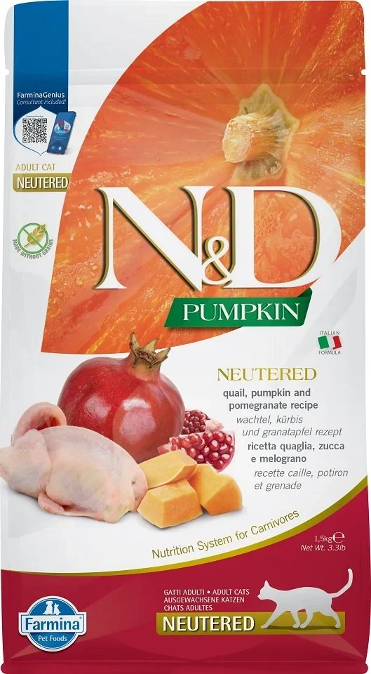 Pumpkin Tahılsız Bıldırcın Etli Balkabaklı Ve Narlı Kısırlaştırılmış Kedi Maması