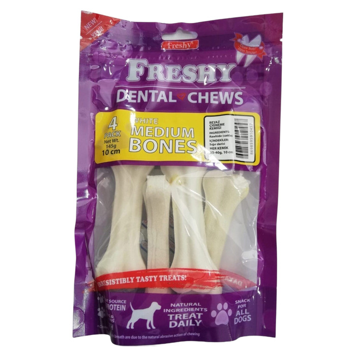 Beyaz Press Deri Köpek Çiğneme Kemiği 145 Gr 4 Adet