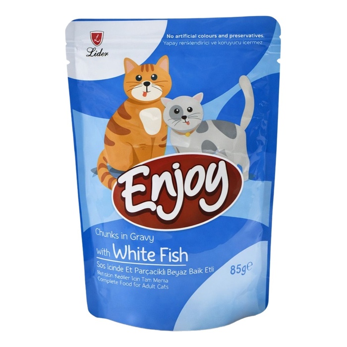 Pouch Sos İçinde Et Parçacacıklı Beyaz Balıklı Yetişkin Kedi Maması 85 Gr