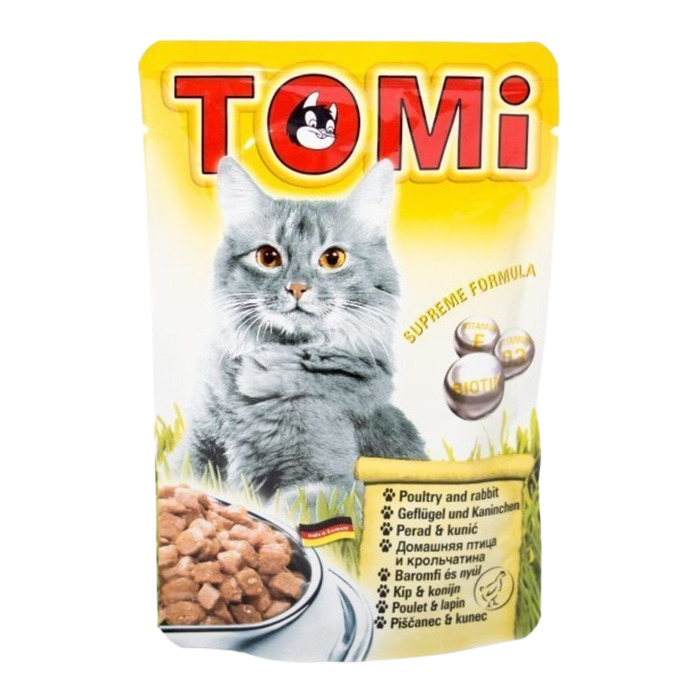 tomi kümes hayvanları ve tavşanlı kedi yaş maması 100 gr