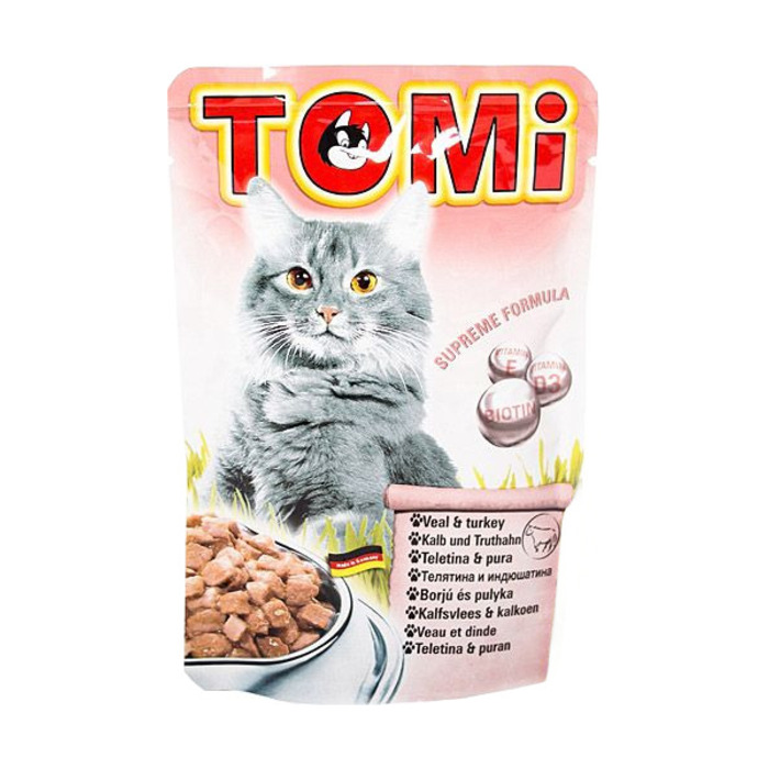 tomi 100 gr dana ve hindili kedi yaş maması