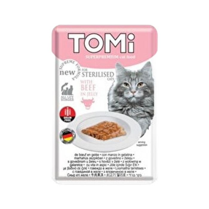 tomi kısır kedi yaş maması sığır etli 85gr