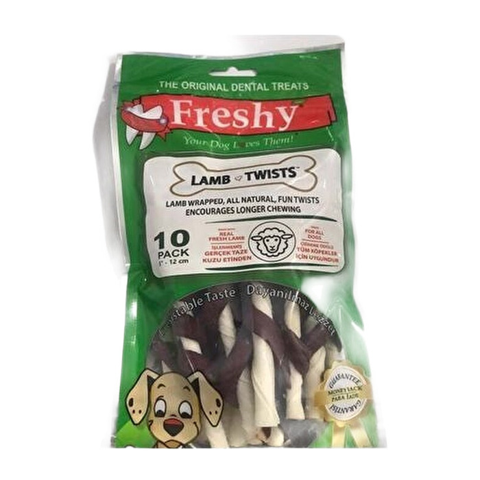 Freshy LAMP TWISTS Kuzu Eti Kaplı Burgu Çubuklar 10 Adet 12 Cm. 100 gr