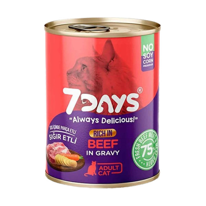 7 Days Taze Sığır Etli Yetişkin Kedi Konservesi 415 Gr