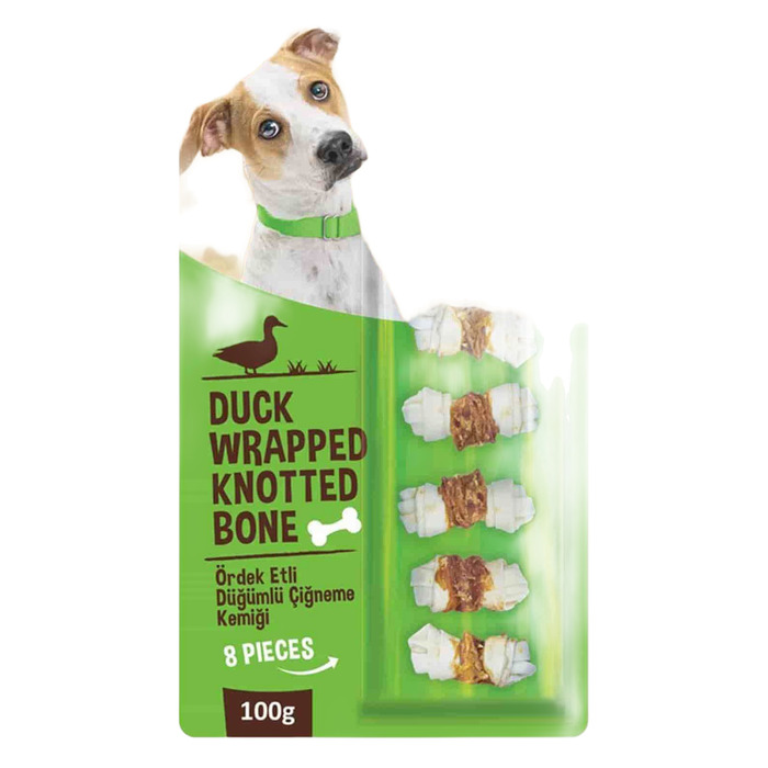 Ördek Etli Düğümlü 8li Köpek Ödül Kemiği 100 Gr