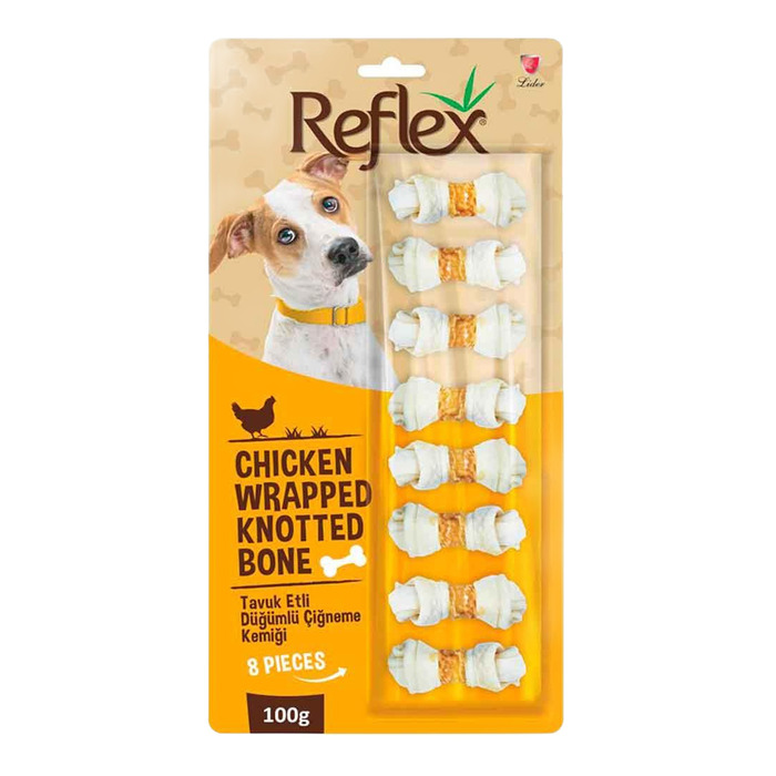 Reflex Tavuk Etli Düğümlü Köpek Çiğneme Kemiği 8'li 100 Gr