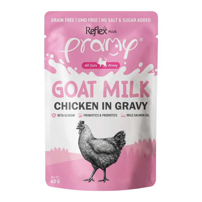 Pramy Sos İçinde Keçi Sütlü Ve Tavuk Etli Kedi Pouch Mama 60 Gr