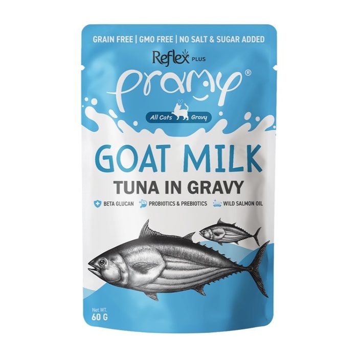 Plus Pramy Sos İçinde Keçi Sütlü Ve Ton Balıklı Kedi Pouch Mama 60 Gr