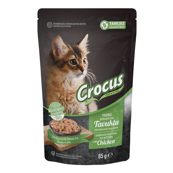 Crocus Tahılsız Yavru Kedi Tavuklu Pouch Jöleli Yaş Mama 85 G