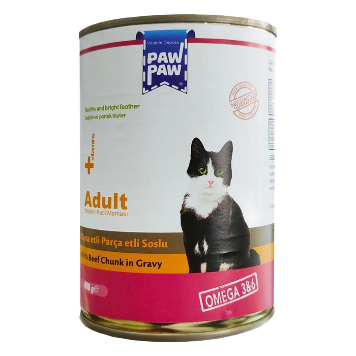 Paw Paw Dana Parça Etli Soslu Konserve Kedi Maması 400Gr
