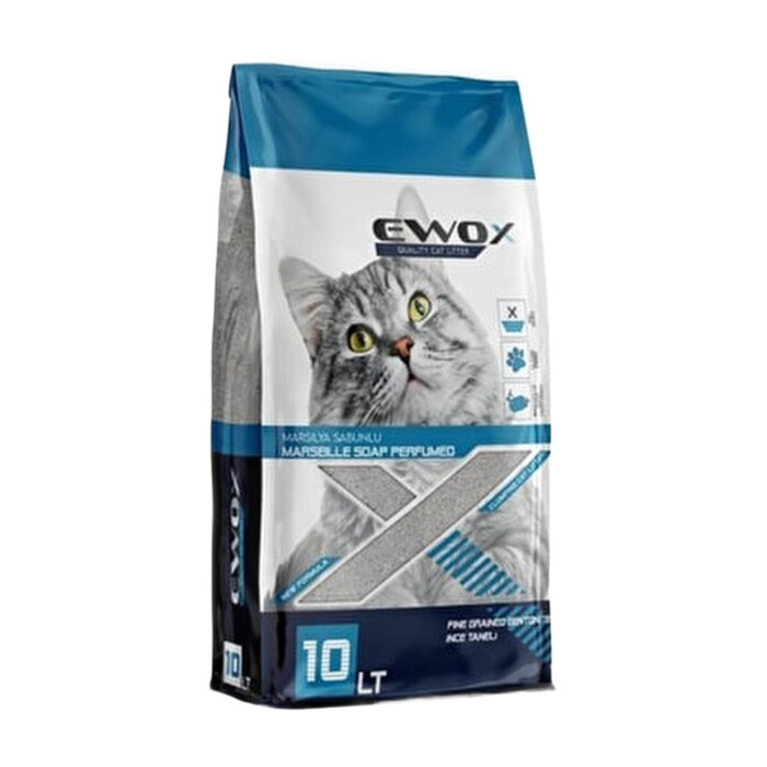 EWOX MARSİLYA SABUNLU 10 LT İNCE TANELİ KEDİ KUMU
