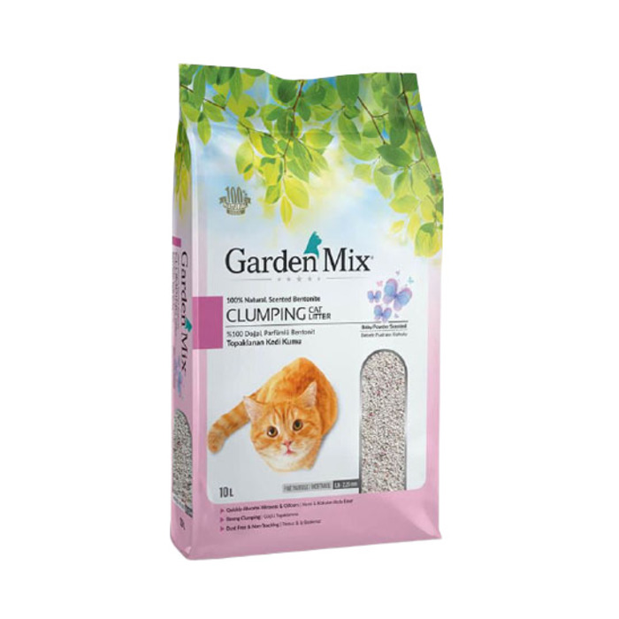 Garden Mix Bentonit İnce Taneli Bebek Pudralı Kedi Kumu (10 L)
