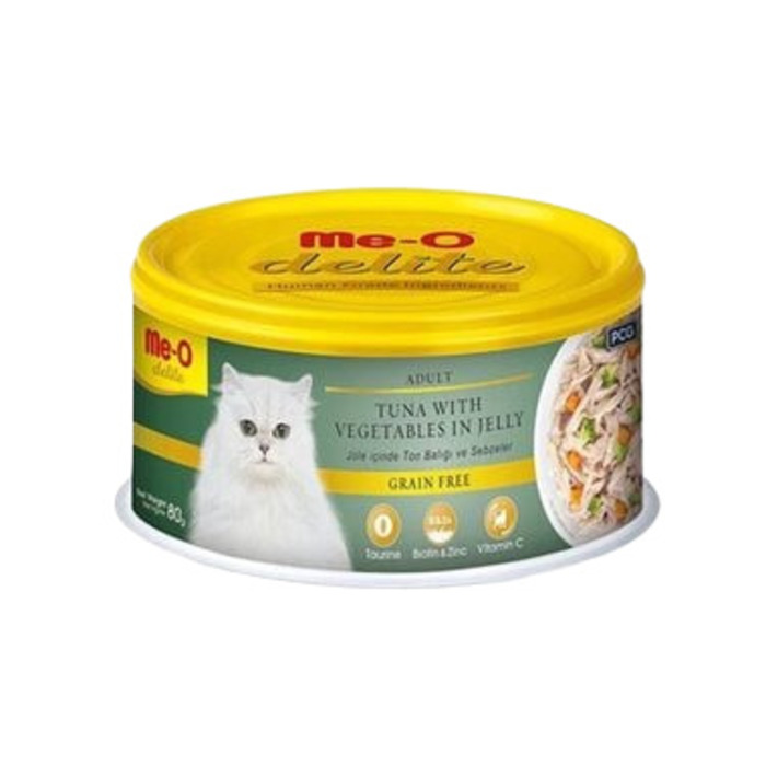Delite Delite Jöle İçinde Ton Balıklı ve Sebzeli Tahılsız Yetişkin Kedi Konservesi 80 gr