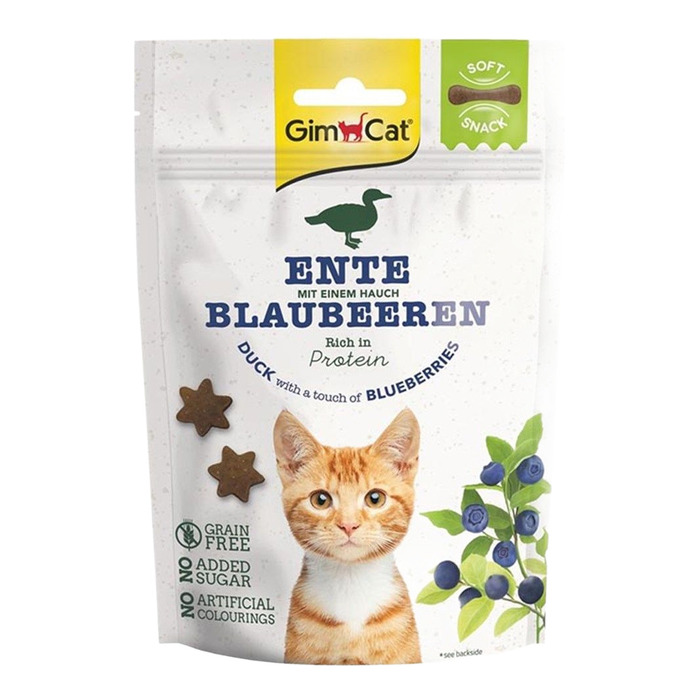 GimCat Ördekli ve Yaban Mersinli Tahılsız Şekersiz Yumuşak Kedi Ödül Maması 60gr