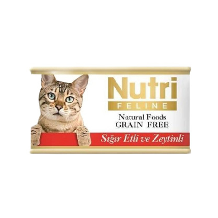 Tahılsız Sığır Etli Zeytinli Kedi Konservesi 85 Gr