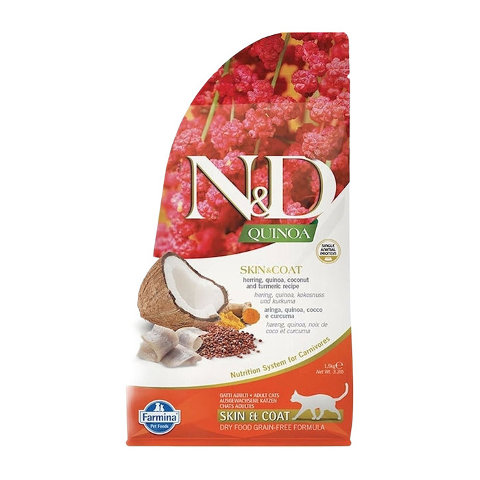 Quinoa Skin Coat Ringa Balığı Yetişkin Kedi Maması 1.5 kg