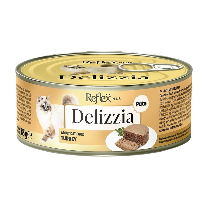 Delizzia Kıyılmış Hindi Etli Yetişkin Kedi Maması 85 Gr