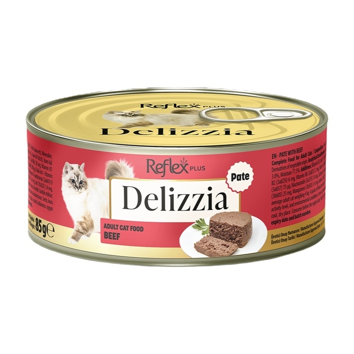 Delizzia Kıyılmış Dana Etli Yetişkin Kedi Maması 85 Gr