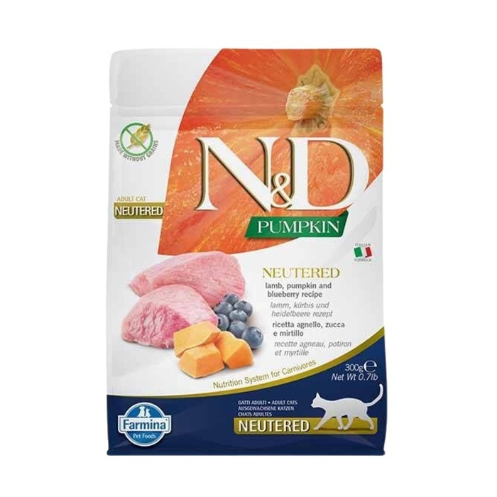 Balkabaklı Kuzu Etli Yaban Mersinli Tahılsız Kısırlaştırılmış Kedi Maması 1,5 Kg
