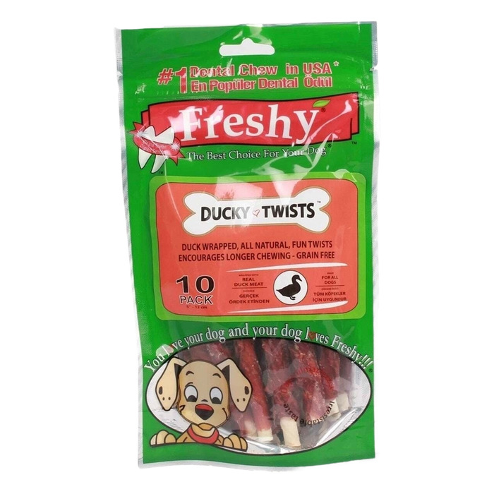 Freshy Ördek Kaplı Sütlü Burgu Tüm Irklar Köpek Ödülü 10 X 90 G