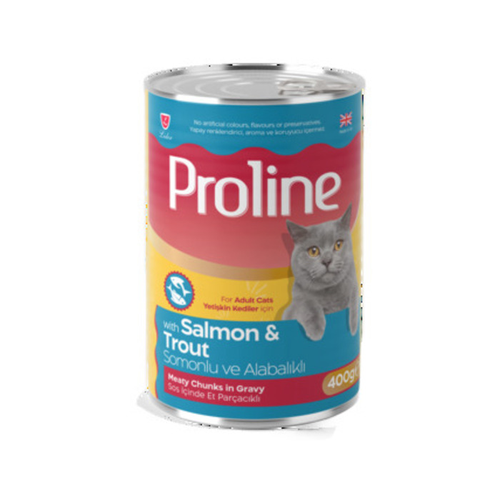 Somonlu Ve Alabalıklı Sos İçinde Et Parçacıklı Konserve Yetişkin Kedi Maması 400 Gr