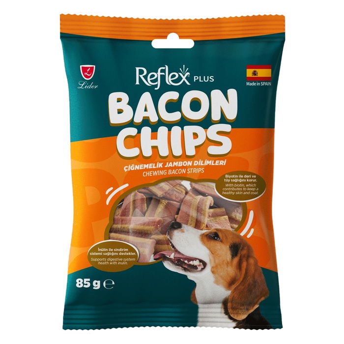 Bacon Chips Çiğnemelik Jambon Dilimleri Yetişkin Köpek Ödül Maması 85 Gr