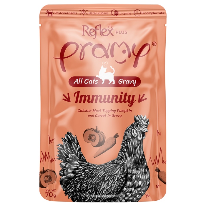 Pramy Sos İçinde Tavuklu, Bal Kabaklı Ve Havuçlu Kedi Maması 70 Gr