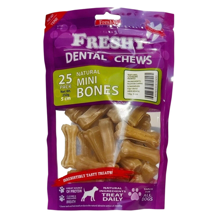 Dental Natürel Pres Köpek Kemirme Kemiği 5 Santim 25'Li Paket 250 Gr