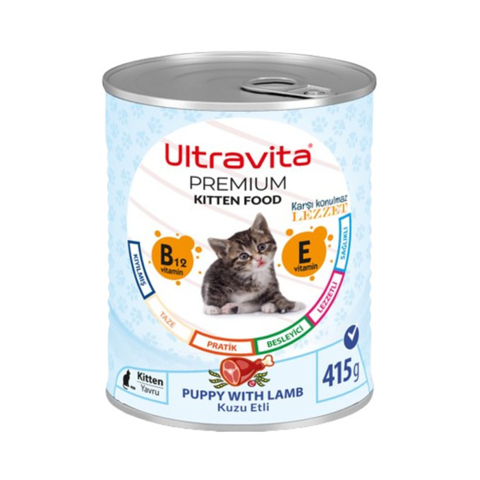 Ultravita Yüksek Proteinli Kuzulu Yavru Kedi Konserve 415 Gr